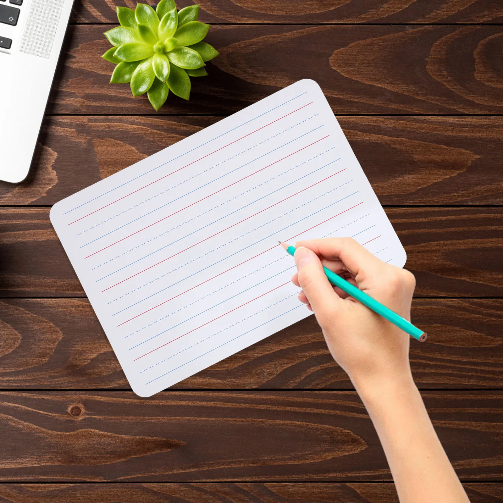 2 قطعة سبورة بيضاء قابلة للمسح الجاف على الوجهين للوحة بيضاء صغيرة لممارسة الكتابة في الفصل الدراسي والمدرسة المنزلية مع خطوط