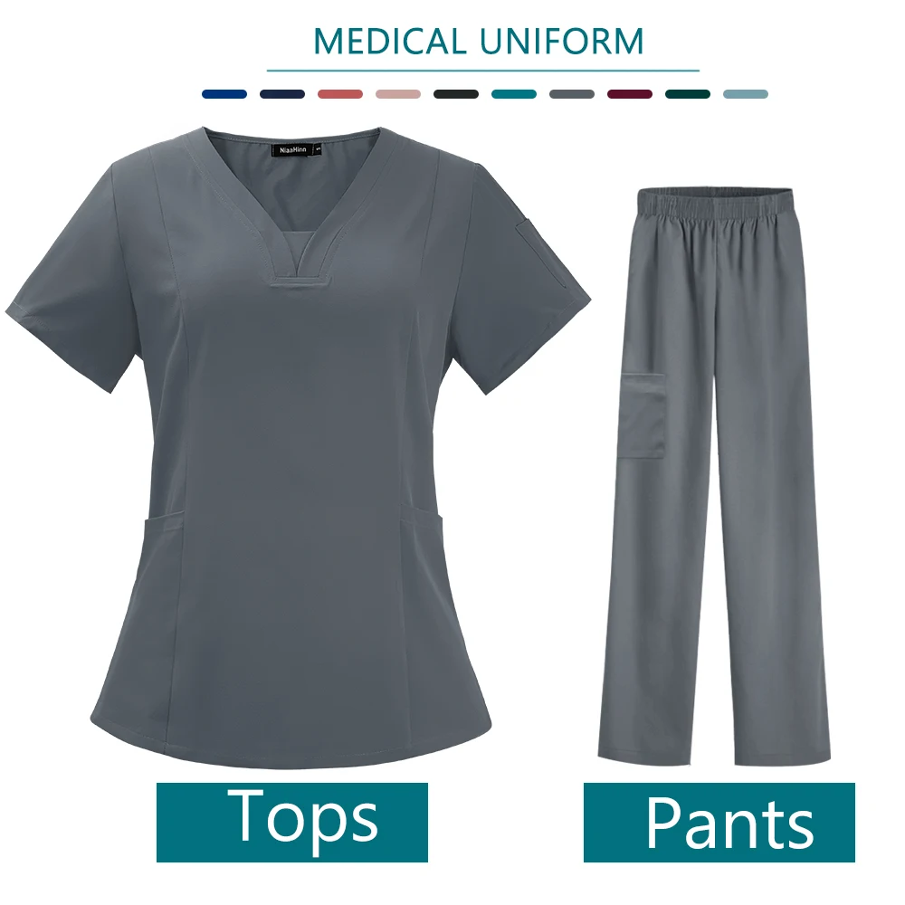 Zomer Medische Uniformen Vrouwen Scrubs Sets Verpleegkundigen Accessoires Artsen Chirurgische Pak Tandheelkundige Kliniek Schoonheidssalon Werkkleding Kleding