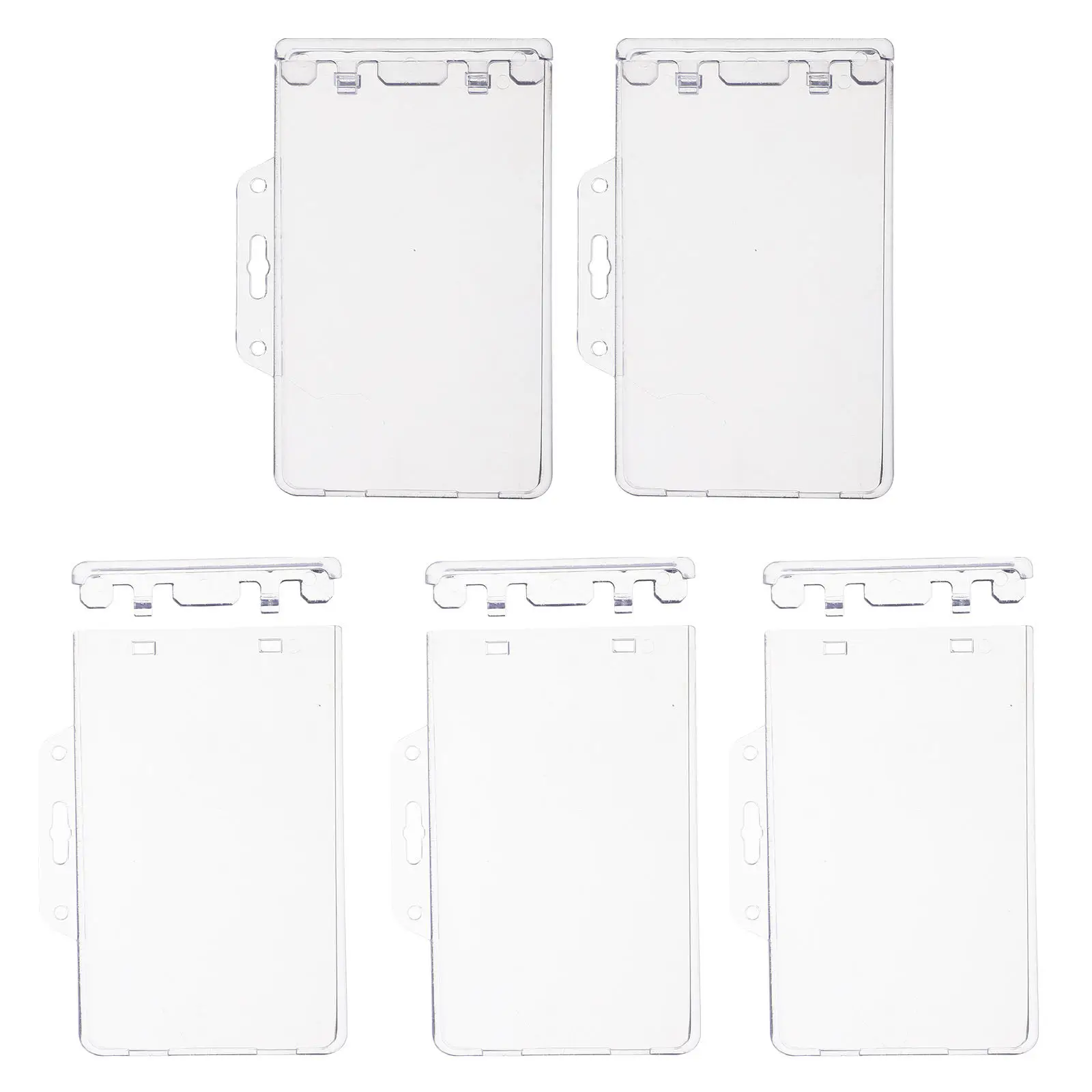 

5Pcs Fine Workmanship ABS Card Holder Sleeve for Id Card Name Badge Credit Business Cards Horizontal Transparent Protector