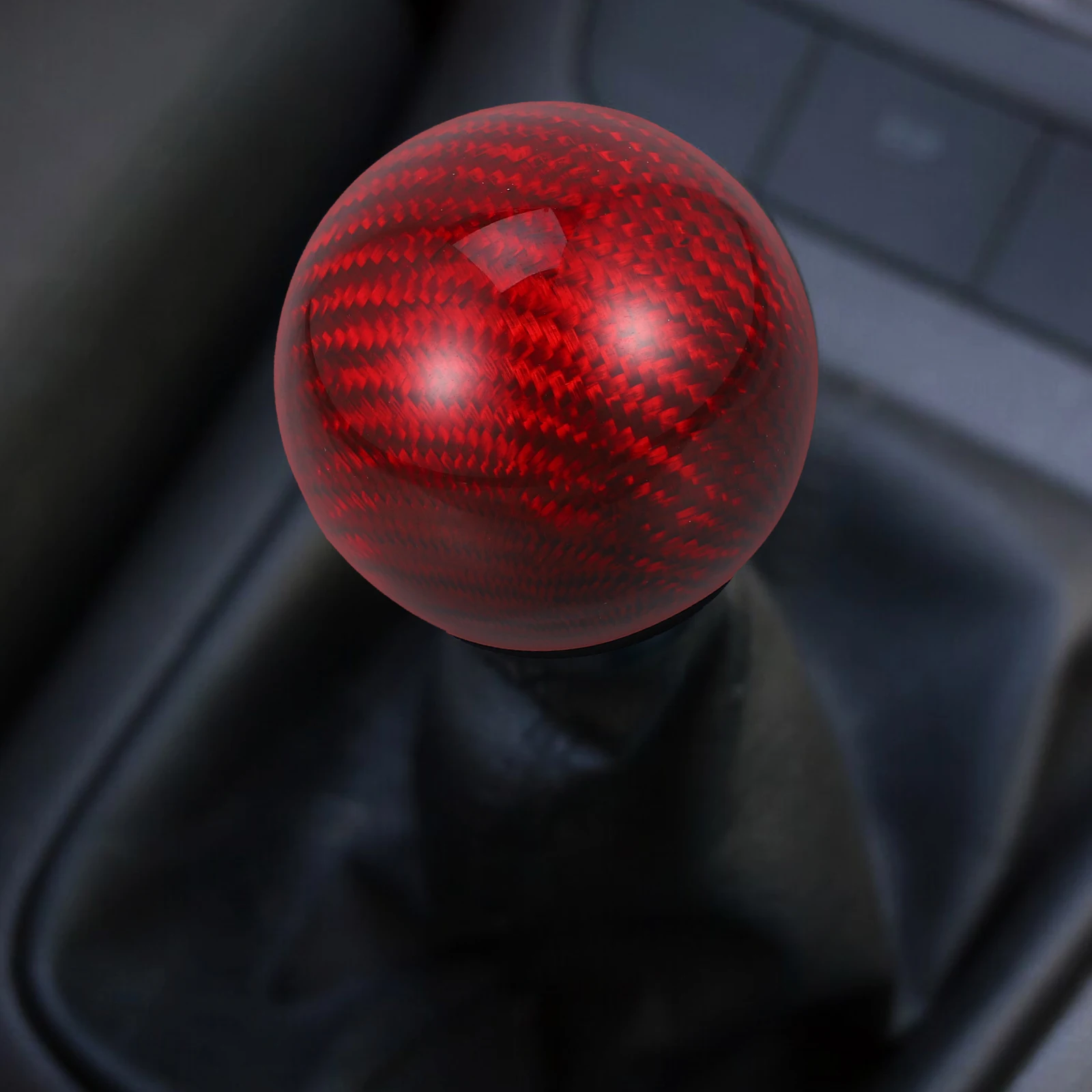 

Carbon Fiber Gear Shift Knob Round Shifter Handle Stick Head for Automatic Cars Black Aluminum Alloy Easy Installation