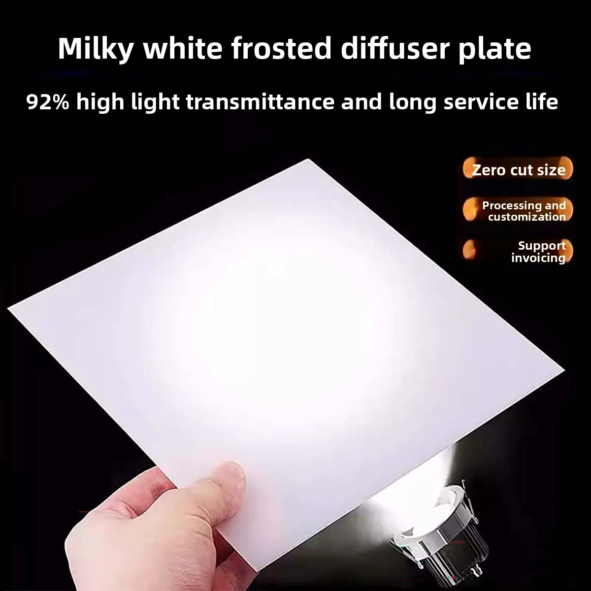 Milky White Acrylic & PP Diffuser Sheet Anti-glare LED Ceiling Lamp Cover Custom Size