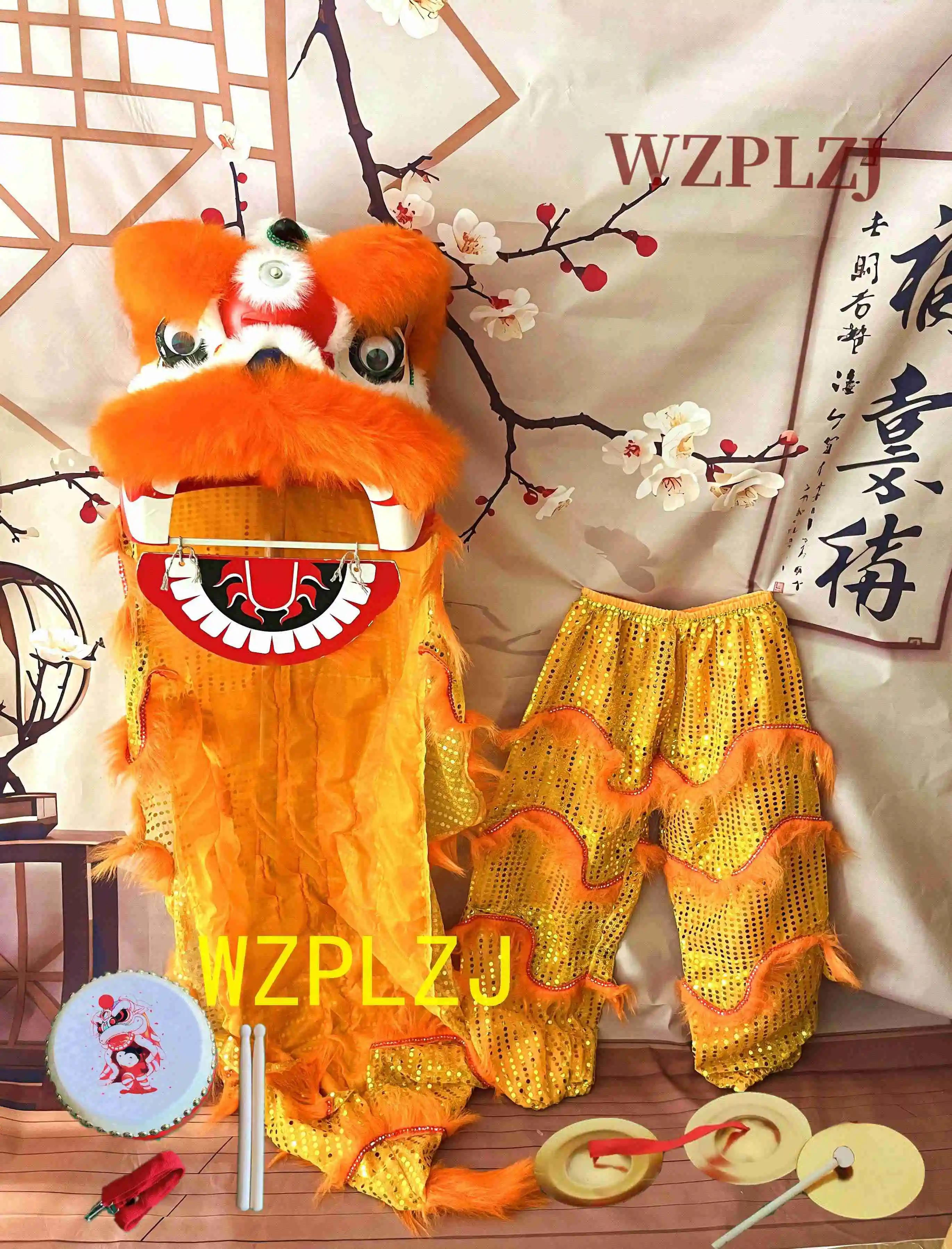 

Wink Fun 12 inch Lion Dance Costume Pants gong cymbals 3-5 Age Kid Party Performance Sport Outdoor Parade Parad Stage Mascot