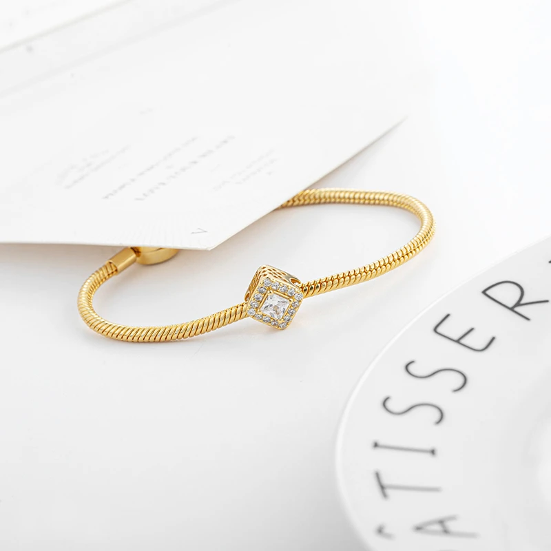 خرز ساحر من الأحجار المتلألئة المطلية بالذهب مناسبة لسوار أوروبي أصلي يمكنك صنعه بنفسك هدية مجوهرات رائعة للنساء #5