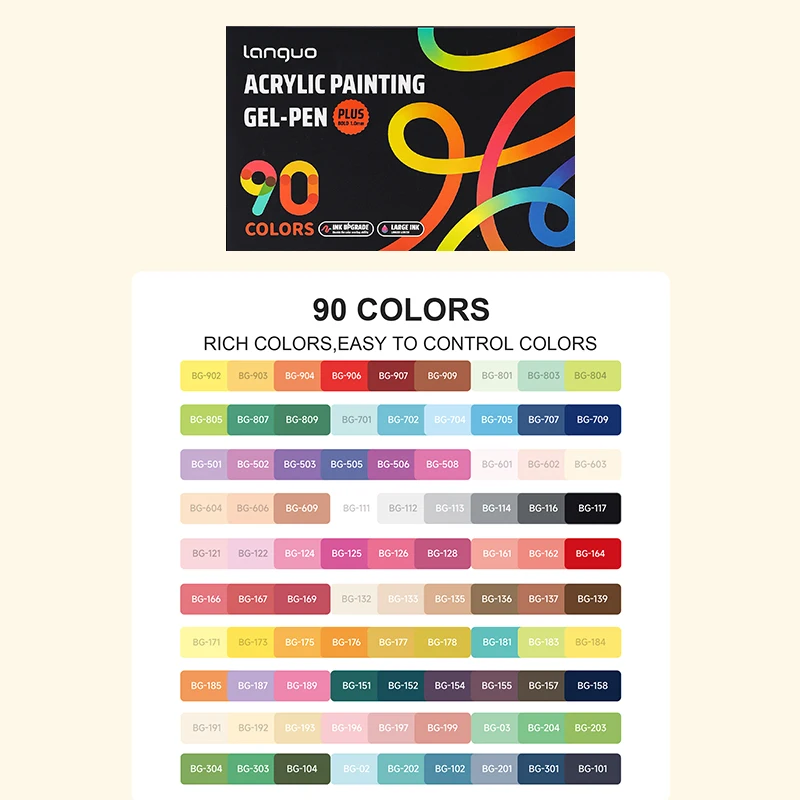 Languo 90/72/54/36 Kleuren Acryl Schilderen Gel Pen Set Multi-color Student Handboek Pen tekening Marker Pennen Briefpapier ﻿ P650