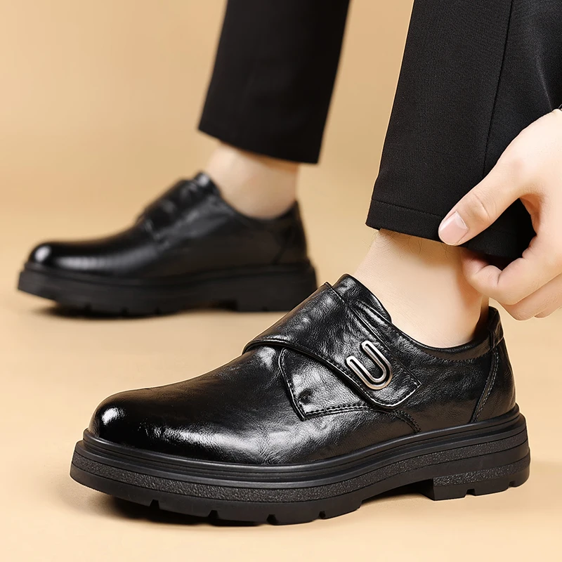 Casual Business Men's Shoes Vintage Gentleman Thick soled Style Wedding and Party Daily office adult shoes Black Brown New