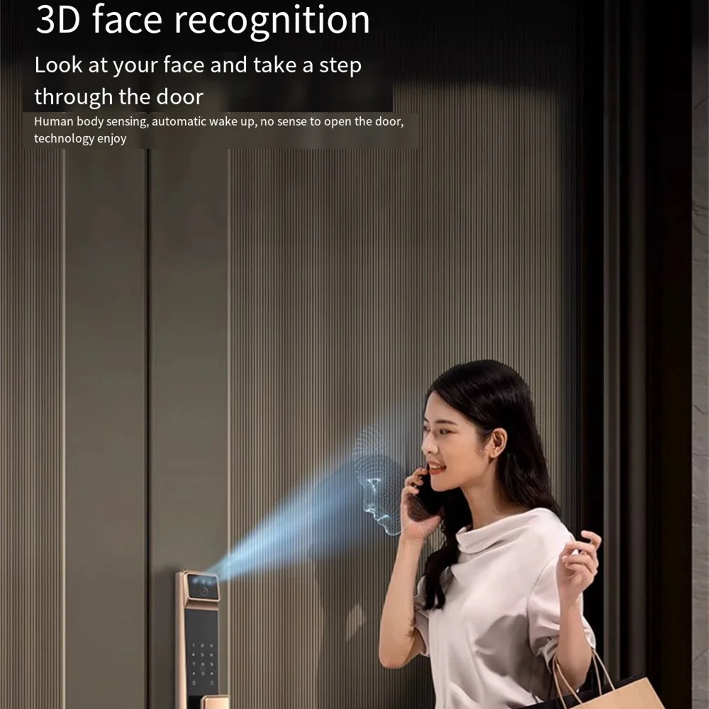 Samsung  P30Max Digital 3D Face Recognition Facial Door Lock With Camera  Smart Thing Home Password Card APP security protection