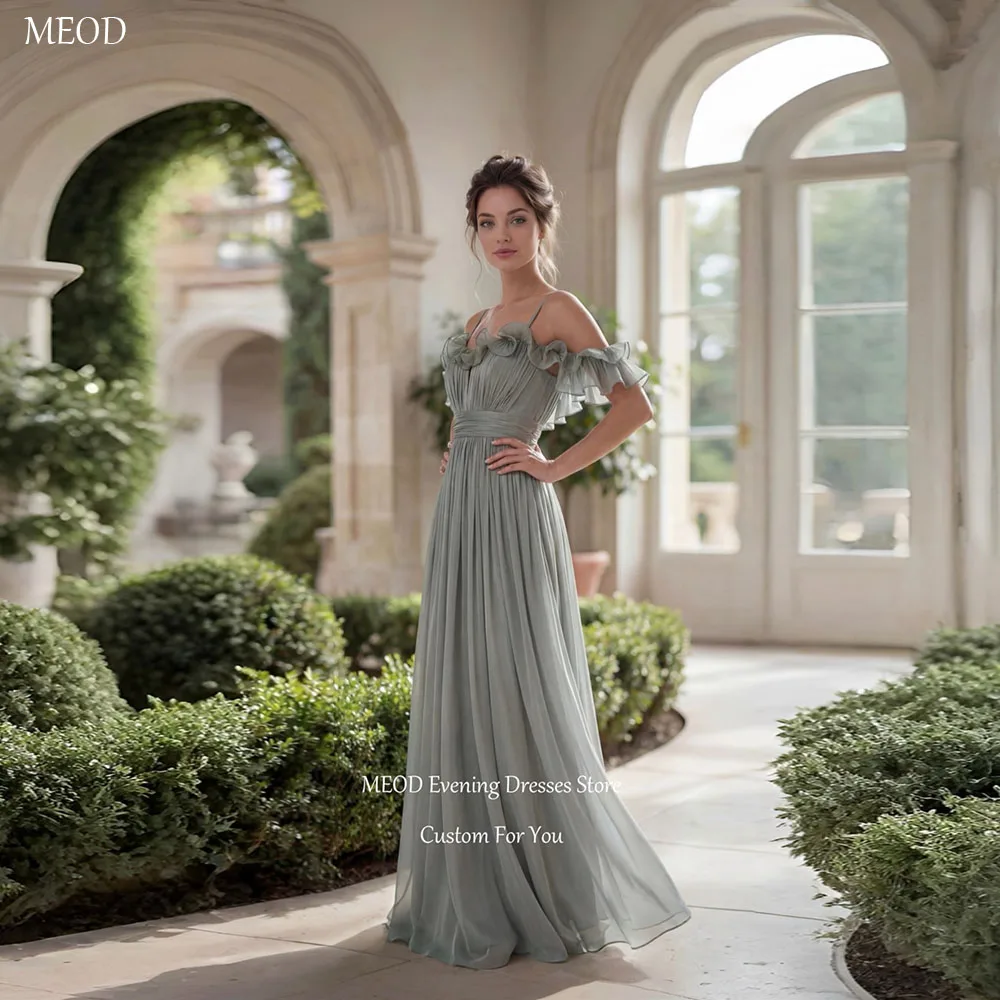 MEOD Elegant Strapless A Line Evening Gowns Backless Chiffon Robes De Soire Off The Shoulder Vestidos De Fiesta Customized