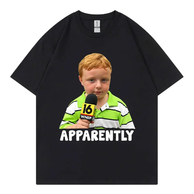 Apparently News Kid  Funny Meme T-shirt Casual Fashion Loose T Shirt Summer 100%cotton Short Sleeve T-shirts Unisex Streetwear