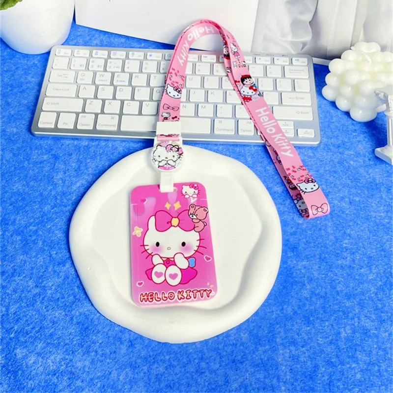 Kawaii держатель для карт «Hello Kitty» My Melody, аниме-фигурки, милый мультяшный ремешок, аниме-товары, украшение для рабочей карты, аксессуары для удостоверения личности