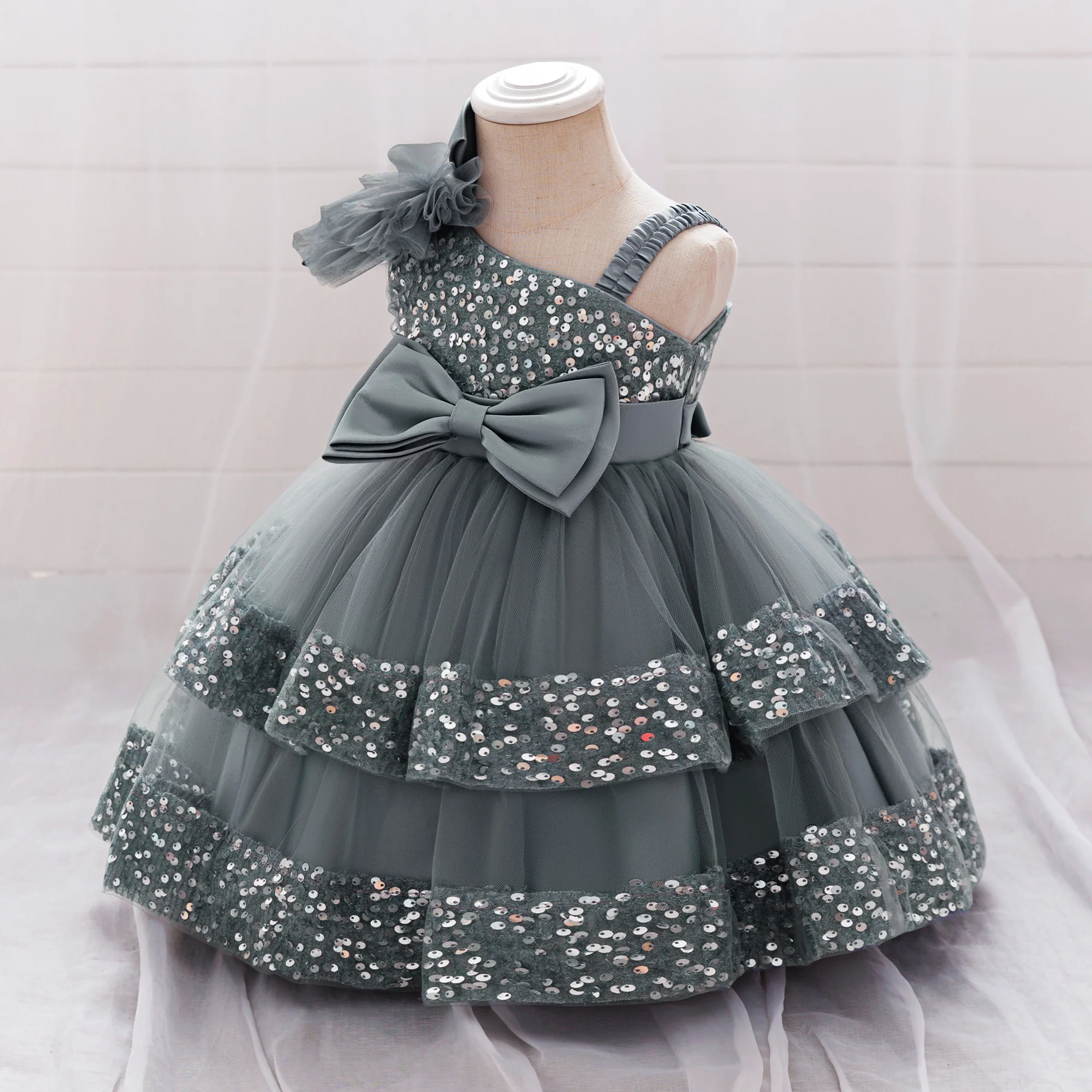Kleinkind Halloween-Party Mädchenkleid Karneval Weihnachtskostüme Pailletten 1. Geburtstag Hochzeit Brautjungfer Prinzessin Baby Mädchenkleid – Detail 12