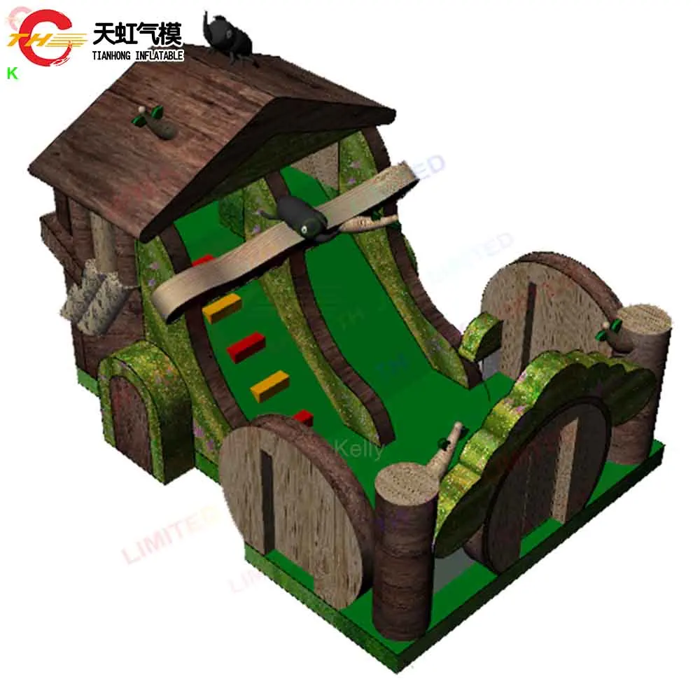 7 x 3 m kommerzielle aufblasbare Rutsche, maßgeschneiderter, aufblasbarer, luftiger, aufblasbarer, trockener Rutschenbrücke mit Gebläse