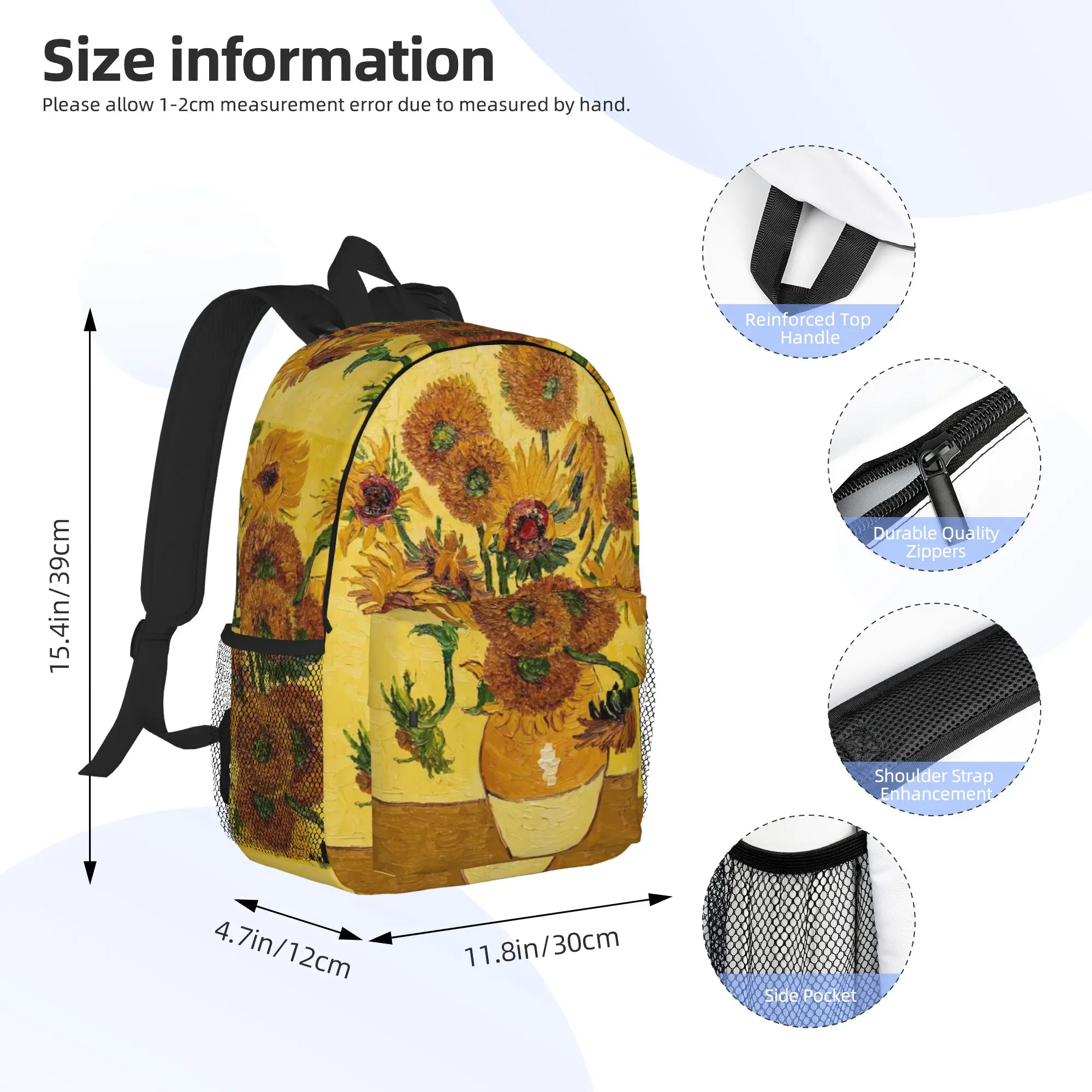 Vincent Van Gogh Sunflowers Sun Flowers Backpack Hot Sale Daypack Boys Girls BookBag Shoulder Bags for Men Women School Bag