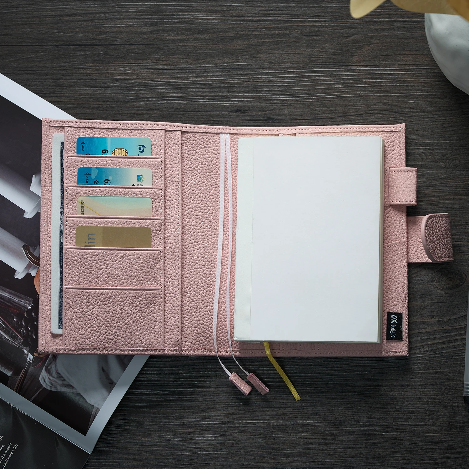 A6 ノートブックカバー手作り本革複数のカード万年筆位置学校事務用品文房具