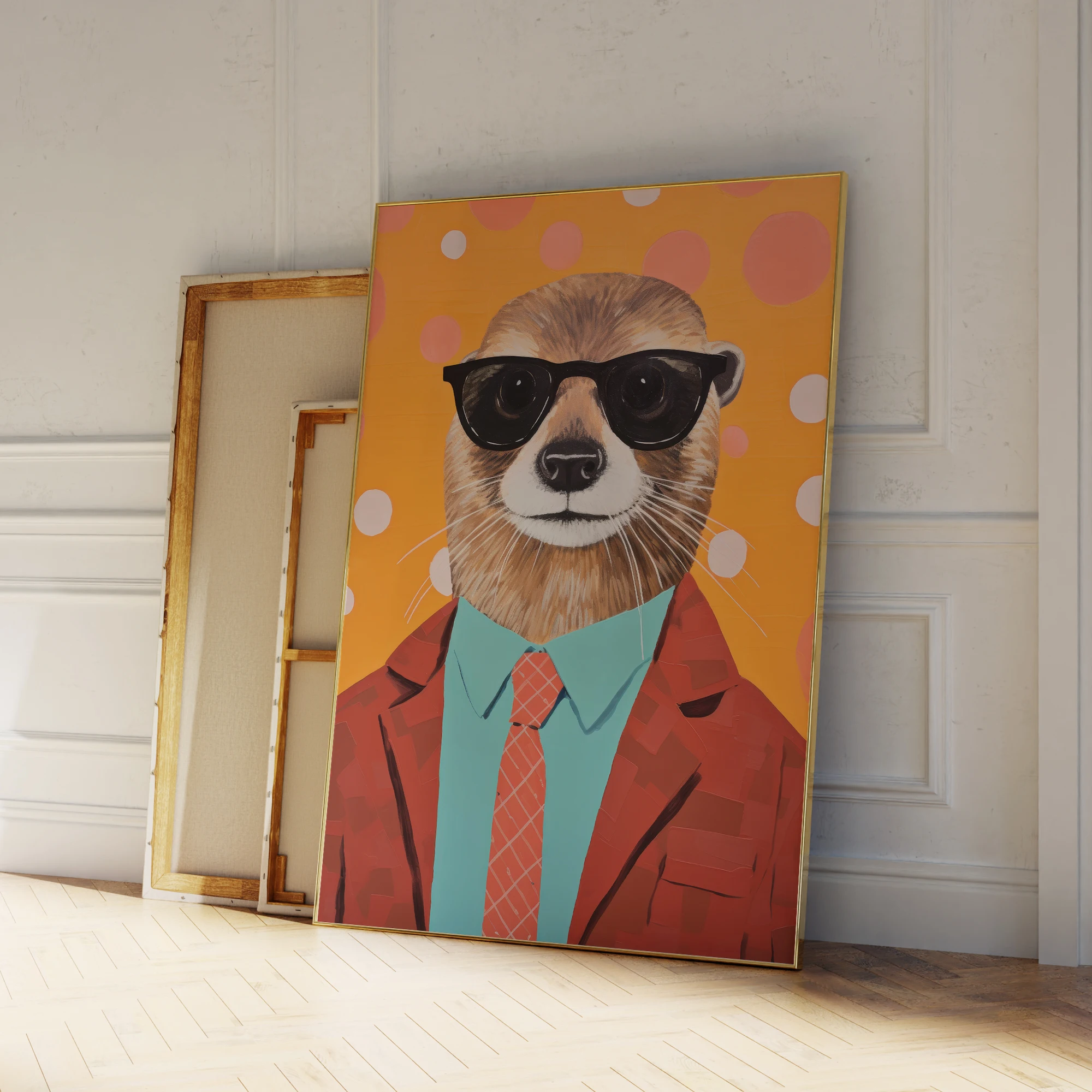 Moderne Orange Lustige Meerkatze Im Anzug Tanzen Coole Tier Wand Kunstdrucke Leinwand Malerei Poster Bild Wohnzimmer Wohnkultur