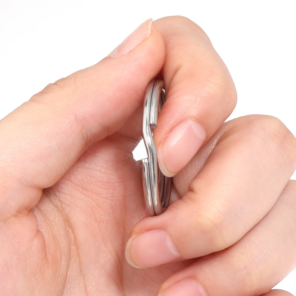 10 stücke Edelstahl Schlüssel ringe runde Schlüssel bund Schlüssel ring flache Schlüssel halter Split Ringe Schlüssel anhänger Zubehör für DIY Schmuck herstellung – Detail 9