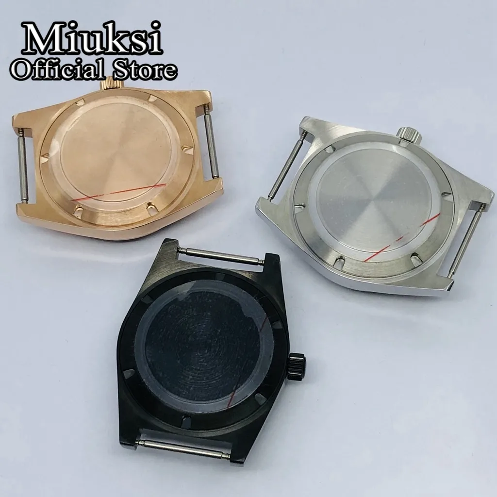 Miuksi 38mm vintage silver rose gold black watch case sapphire glass dome coated glass fit NH35 NH36 ETA2824 PT5000 movement