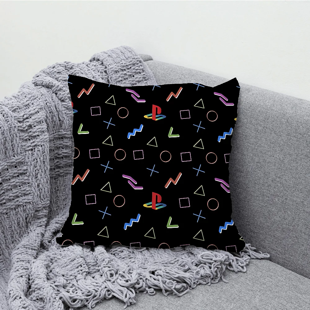 Funda de almohada con logotipo de PS5, fundas de cojín suaves para decoración de sofá de granja, decoraciones para el hogar y funda protectora para almohada