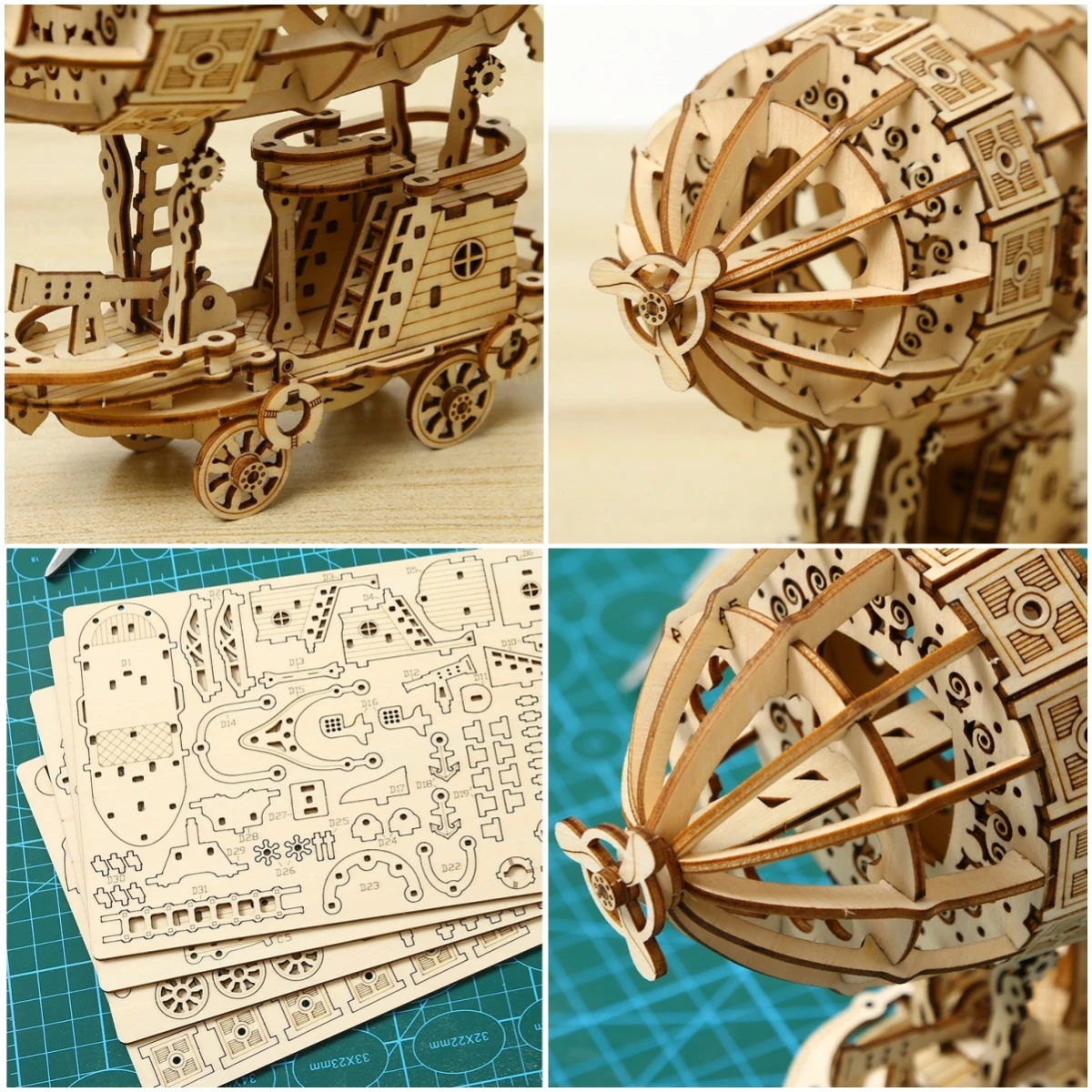 Creative Airship Model Jigsaw Puzzles Models Kit Child Model Car DIY 3D Puzzle Toys for Adults Handmade toys Wooden Model