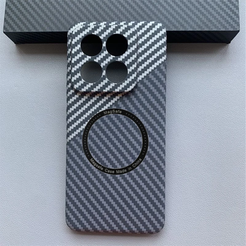 For Xiaomi 14 13T poco F6 x6 12 13 Pro ultra Magsafe case Wireless Charging Cases Carbon Fiber Shockproof Protect magnetic Cover