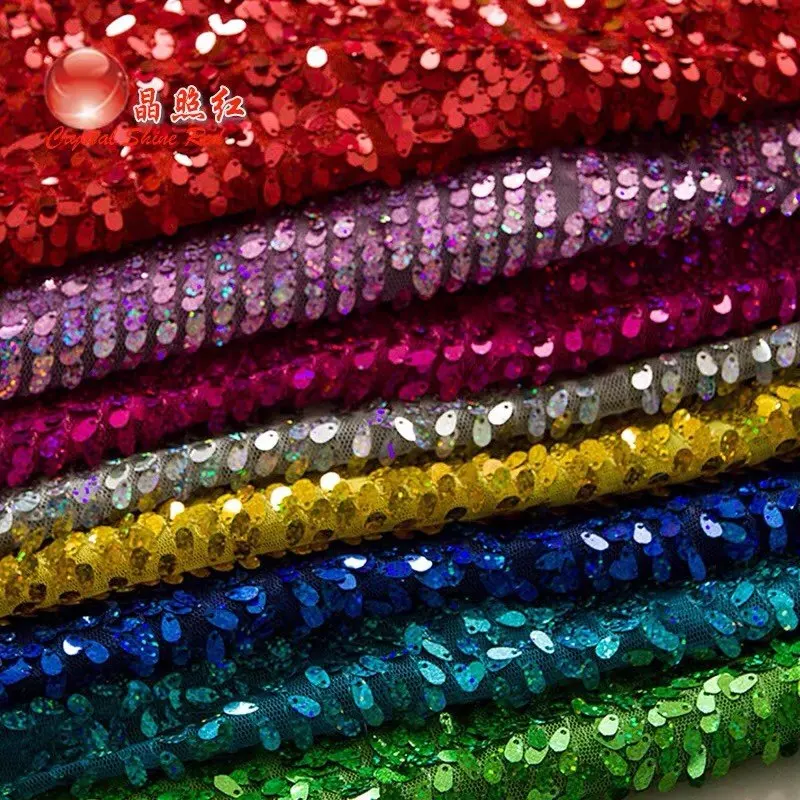 

6mm Laser Glitter Mesh Fabric for DIY Sewing Wedding Background Decoration Performance Costume Evening Dress Cloth By Meter