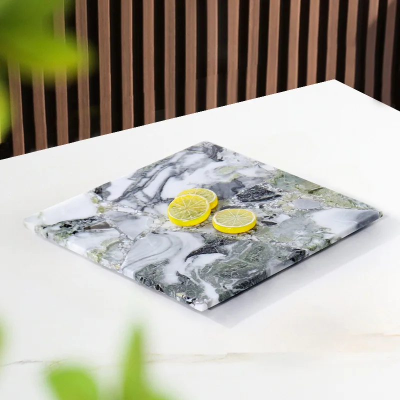 

Marble square tray ornament model room sales office living room desktop high-end decorative storage plate