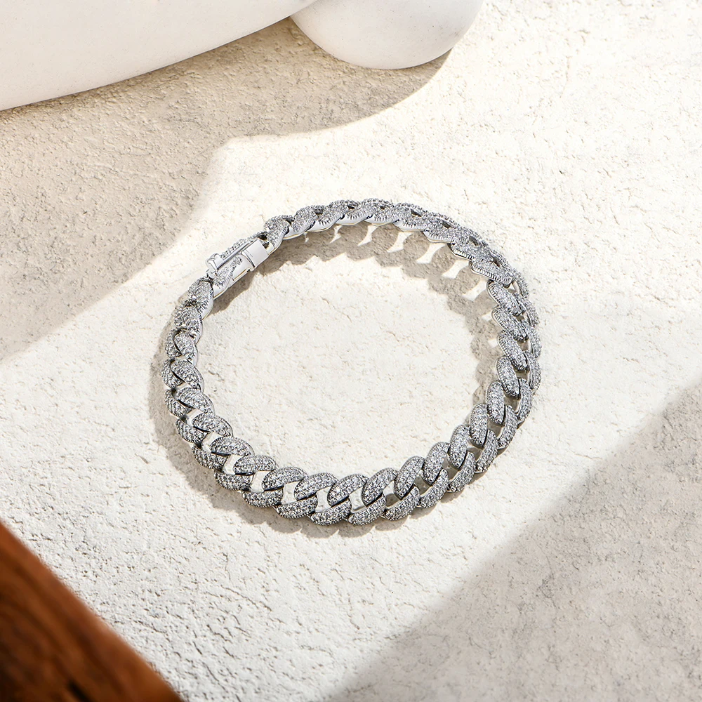 ATTAGEMS DVVS1 Catena piena di Moissanite Cuba per uomo Donna Argento sterling 925 Placcato oro 18k Bracciale tennis Hip Hop Gioielleria raffinata