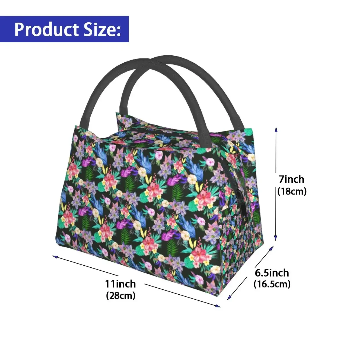 Tropical Floral Lunch Bag For Men Hawaiian Print Print Lunch Box Cute Travel Cooler Bag Portable Oxford Tote Food Bags