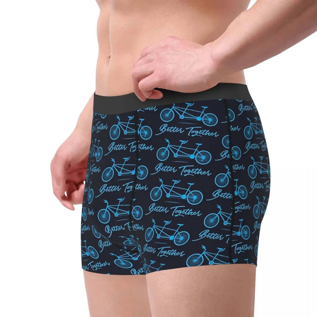 Tandem Better Together Bike Biker Cycle Bicycle Racing Underpants Cotton Panties Male Underwear Print Shorts Boxer Briefs