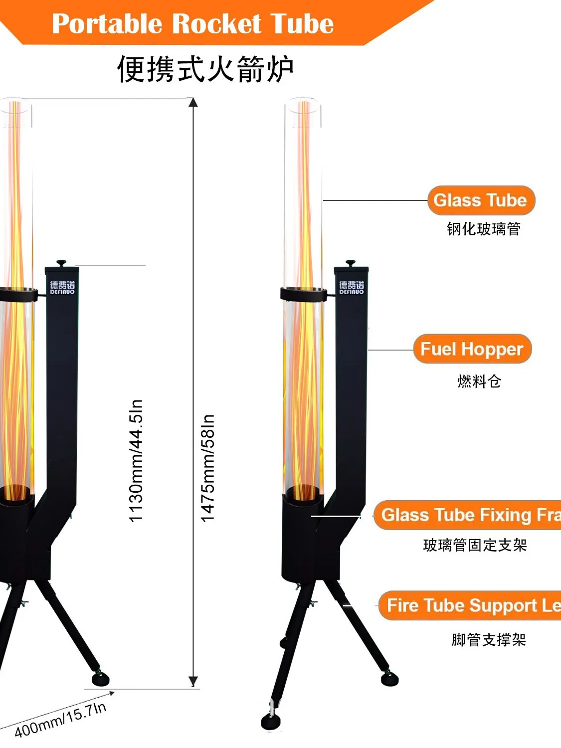 Winter Pellet Stove Wood-Fired Heater Vertical Wood-Burning Rocket Stove Rocket Barrel Patio Heater Outdoor Camping