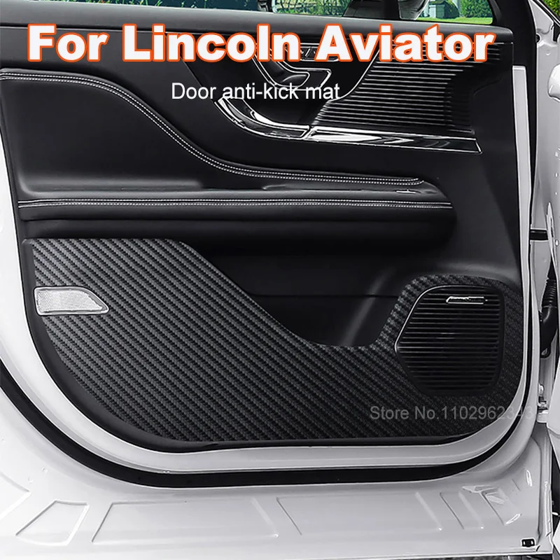 For Lincoln Aviator Car Door Anti-kick Pad Carbon Fiber Leather Protection Film Stickers Decorative Mat Auto Accessories