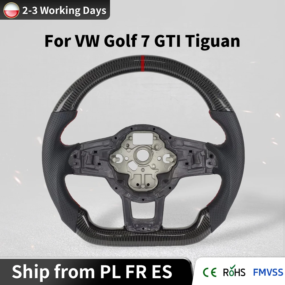 Volante in pelle e fibra di carbonio, compatibile con Volkswagen Golf 7 7.5 Gti Gtd Gte R 2013-2020, accessori auto, ricambi auto
