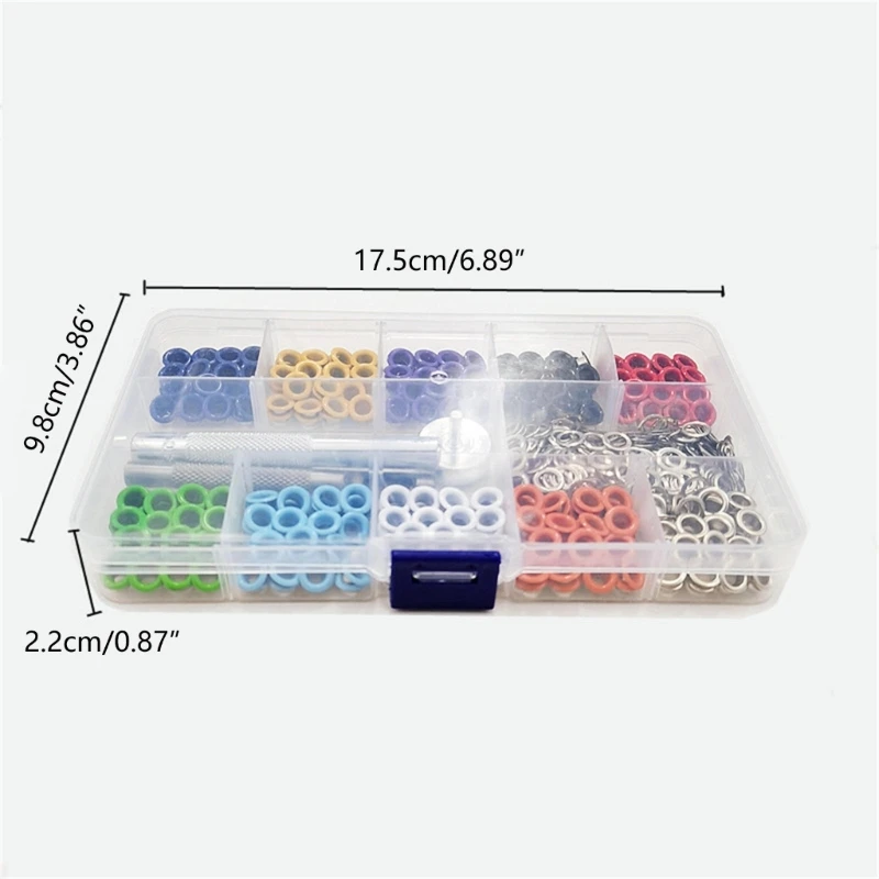 Kit occhielli in metallo, set punzonatrice per occhielli, occhielli in metallo, pelle, vestiti, riparazione tende, 5 mm, 10 colori, 400 pezzi