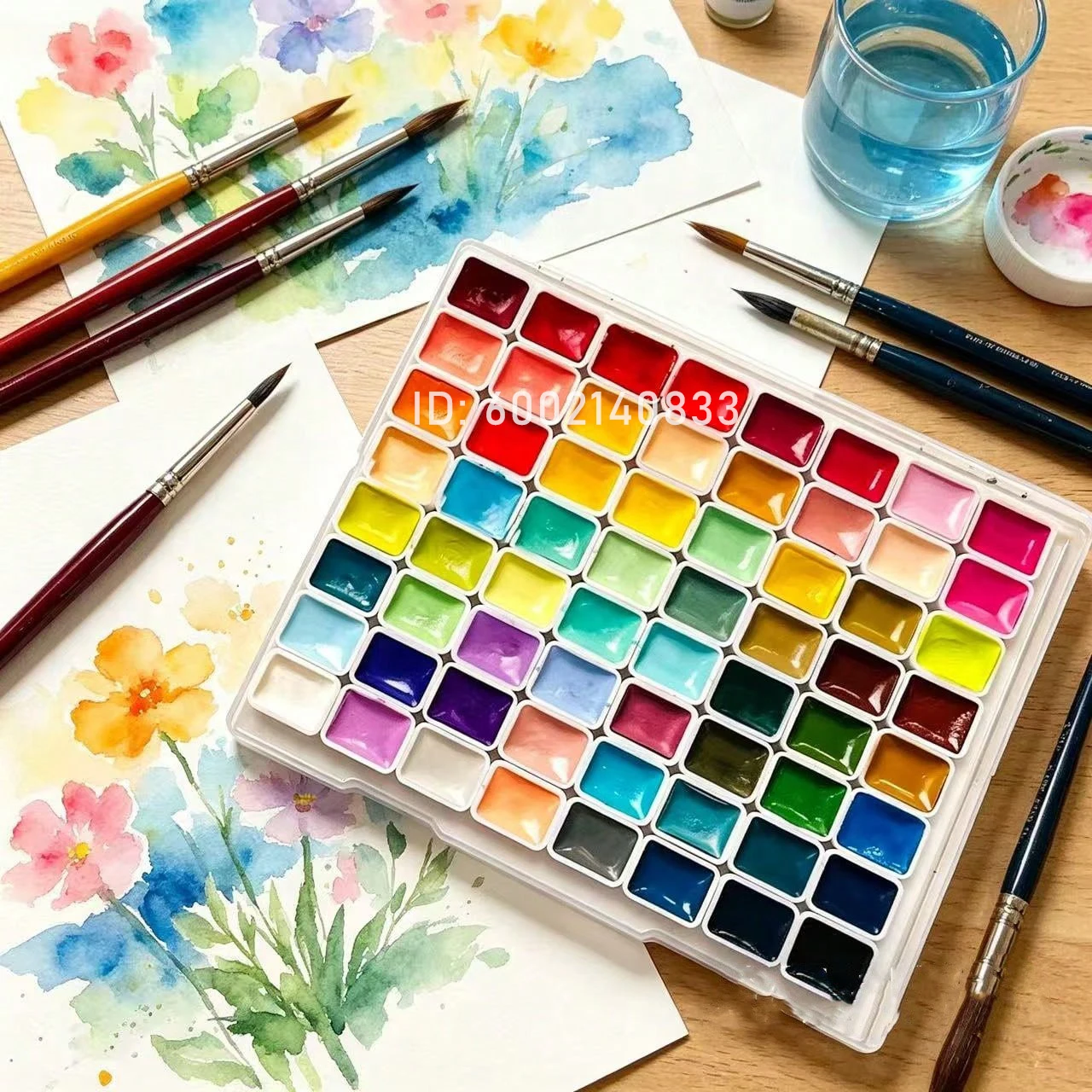 64-Color Metallic Shimmer Solid Watercolor Paint Set,Pearl Pigments for Artists,Hobbyists for Illustration,Scrapbooking,Decorati