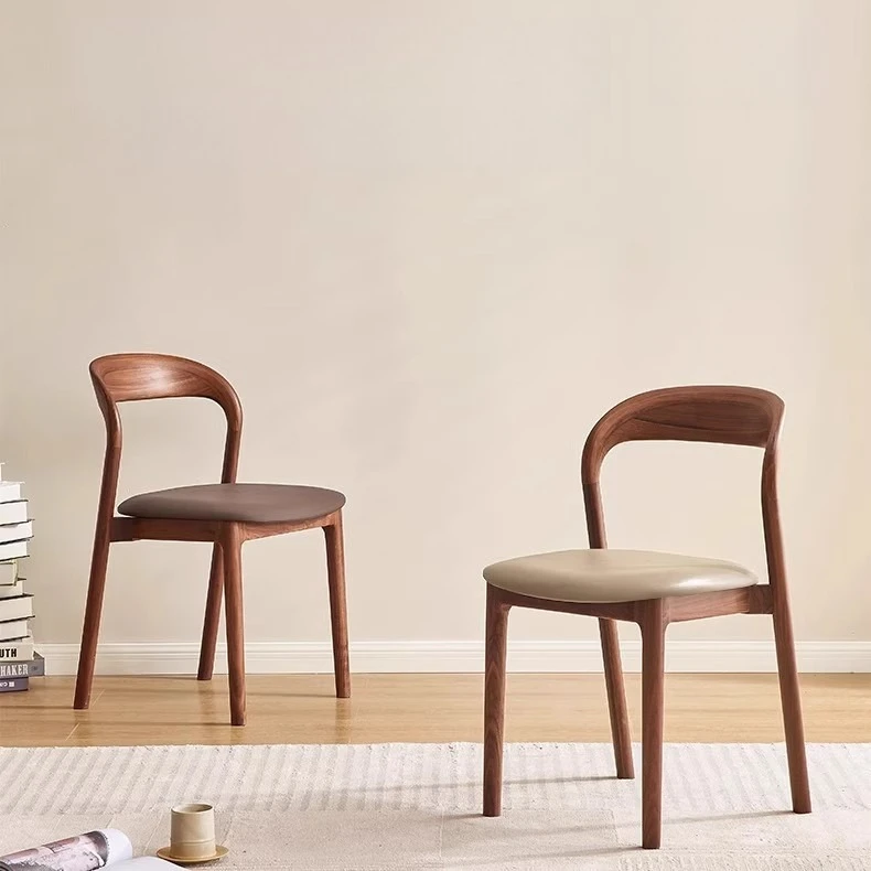 

Solid Wood Dining Chair Household Nordic Simple Light Luxury Designer Medium Ancient Style Black Silla Gamer Advanced Sense