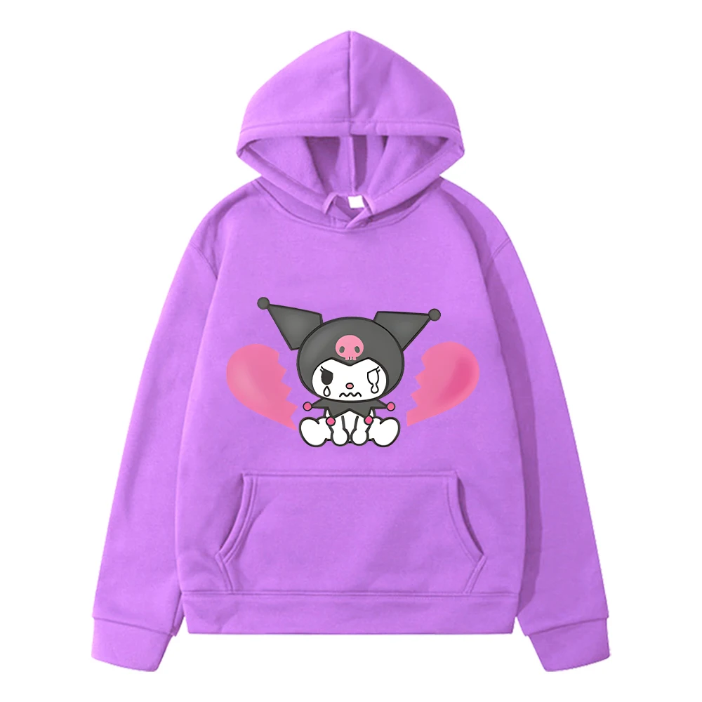 Sanrio print Kawaii hoodie Fleece sweatshirt  boys pullover y2k sudadera Kulomi anime hoodie Cartoon Jacket kids clothes girls