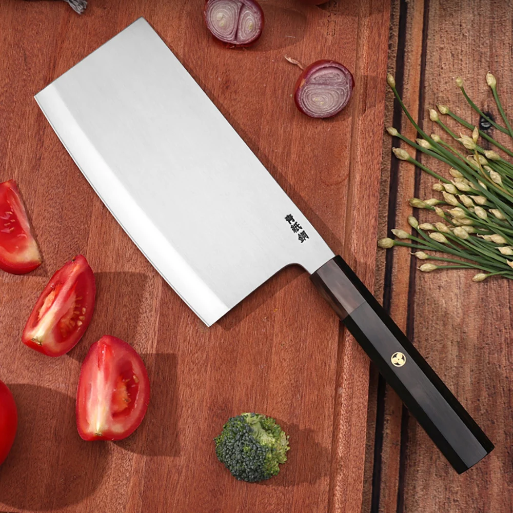 7 Inch Slicing Knife Welding Aogami Steel Blade Ebony Handle Chef Slicing Vegetables Cleaver Meat Professional Kitchen Knives