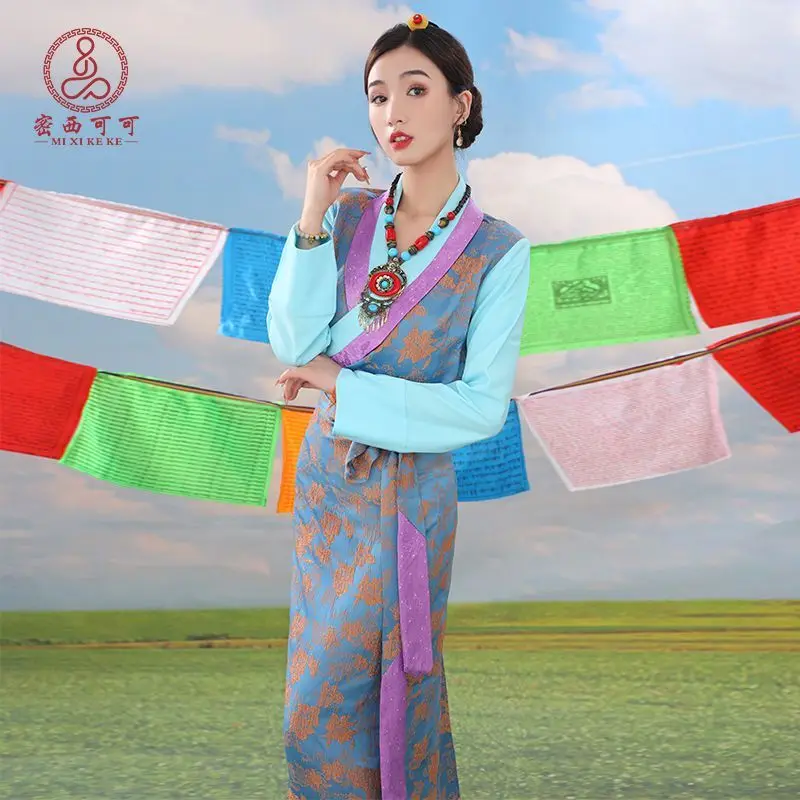 Nowa spódnica Xizang Clothing Bola w stylu etnicznym z haftem kwiatowym tybetańskim Guozhuang