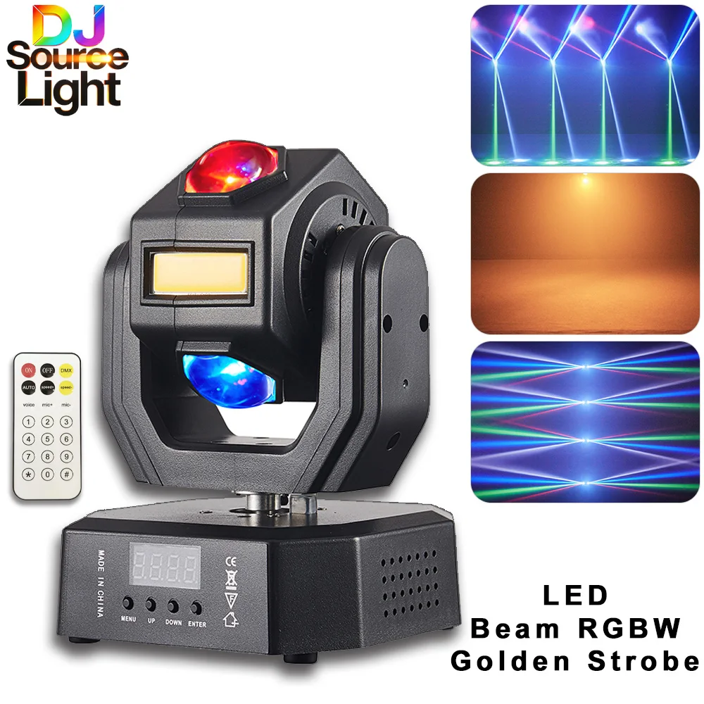 DJSOURCE Remote Control LED 12x3W RGBW 4in1 Beam 3LEDS Gold Strobe Moving Head Lights For Birthday Party Night Events Room DIsco