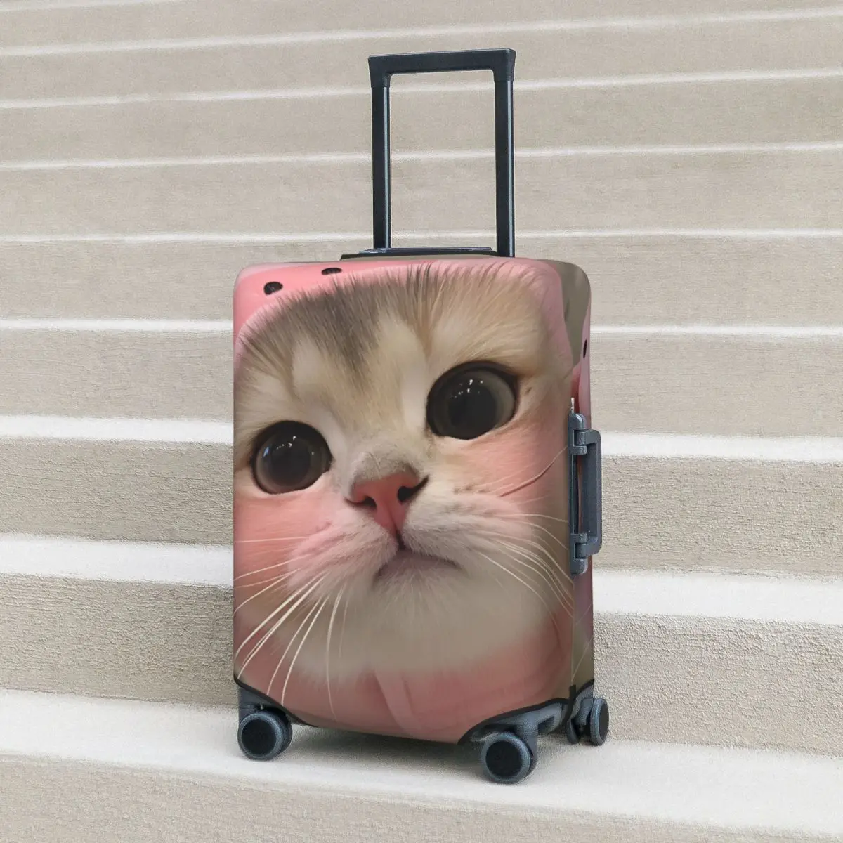 

Мягкий чехол для чемодана с котиком в розовой шапочке, эластичный, для защиты багажа в путешествиях и на отдыхе