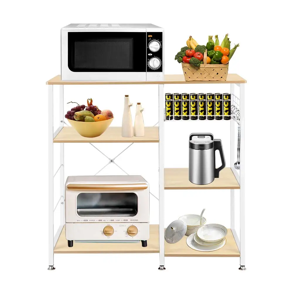 Microwave Oven Stand Storage Cart Workstation Shelf, 3-Tier Industrial Kitchen Baker's Rack Utility Microwave Cart