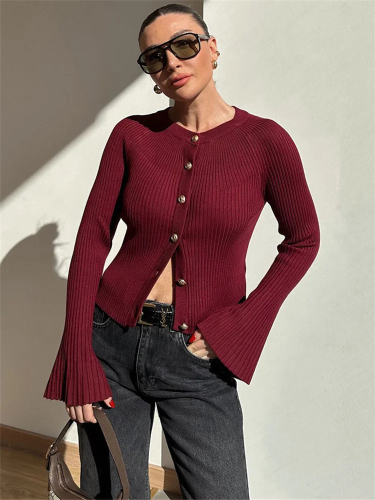 Tossy White Knitwear Ribbed Sweater Cardigan For Women Long Sleeve Loose Patchwork Solid Outwear Clothes Female Knit Cardigan