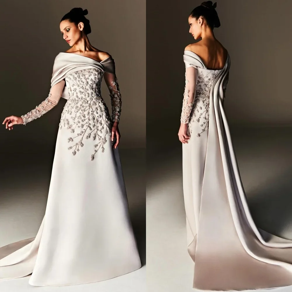 CustomizedJiayigong พรหม S เย็บปักถักร้อย Quinceanera A-Line Off-the-shoulder Bespoke โอกาสชุดยาวชุด