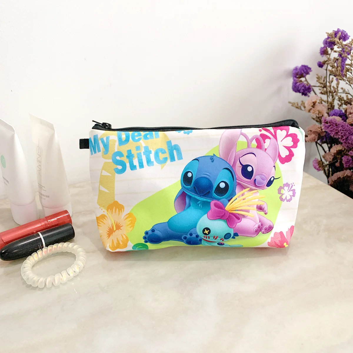 Disney Stitch Makeup Bag Kawaii Dumbo Cosmetic Bag Anime Cartoon Stich Washing Bag Pencil Case 2023 Girl Christmats Gifts