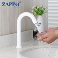 ZAPPO Bathroom Automatic Infrared Sink Faucet White Hands Touchless Free Sensor Tap Saving Inductive Hot Cold Water Mixer