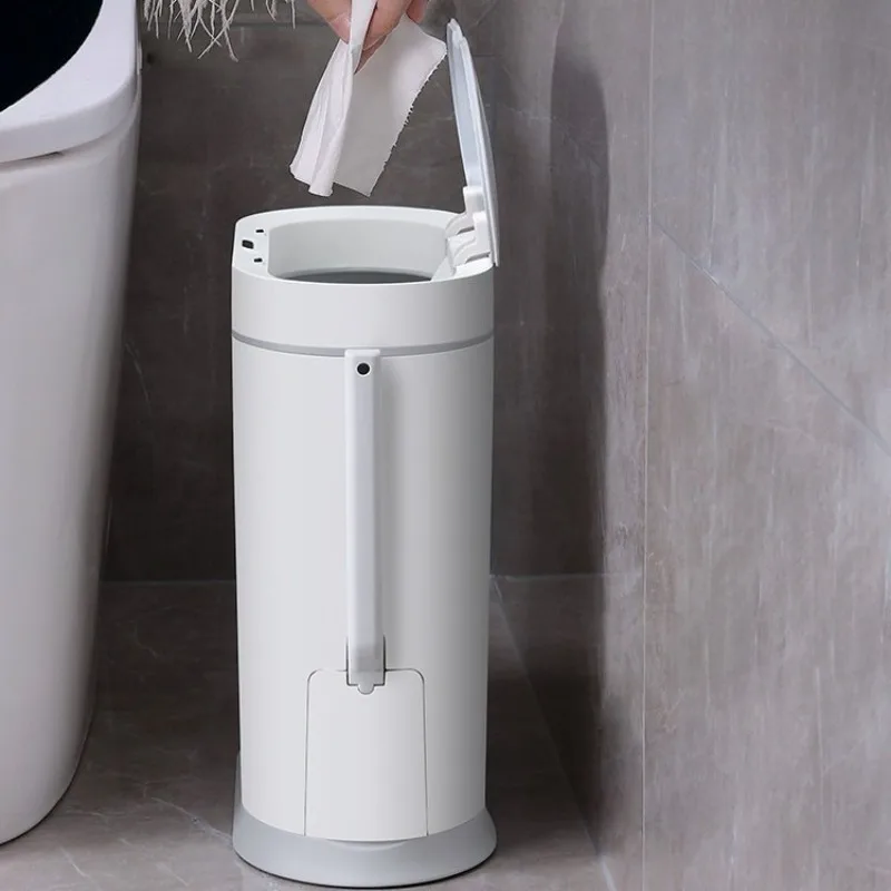 Automatic Sensor Trash Can Bathroom Smart Wastebasket Toilet Narrow Litter Bins with Brush Home Kitchen Cleaning Accessories