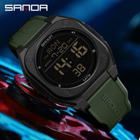 SANDA 6272 Digital Watch Multi-function Alarm Clock Luminous Waterproof Silicone Wristwatch Casual Students Electronic Watches