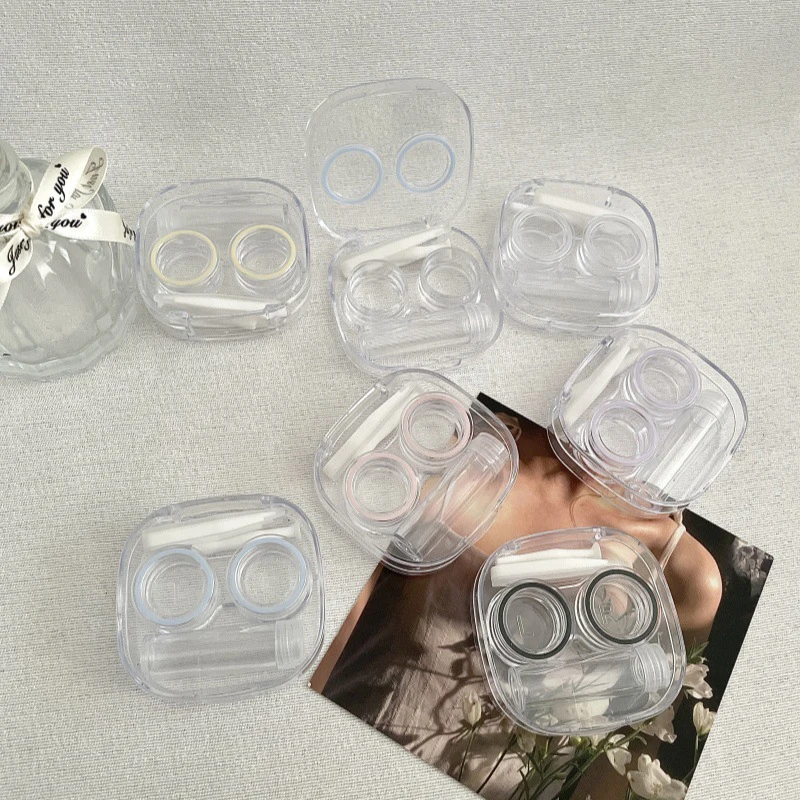 Contact Lens Case Portable Transparent Mini Simple One Piece Case No Need To Twist The Lid