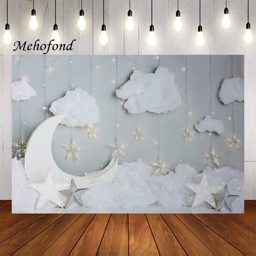 Mehefond-Photography-Background-White-Clouds-Glitter-Stars-Moon-Child-1st-Birthday-Party-Cake-Smash-Decor-Backdrop-Photo-Studio