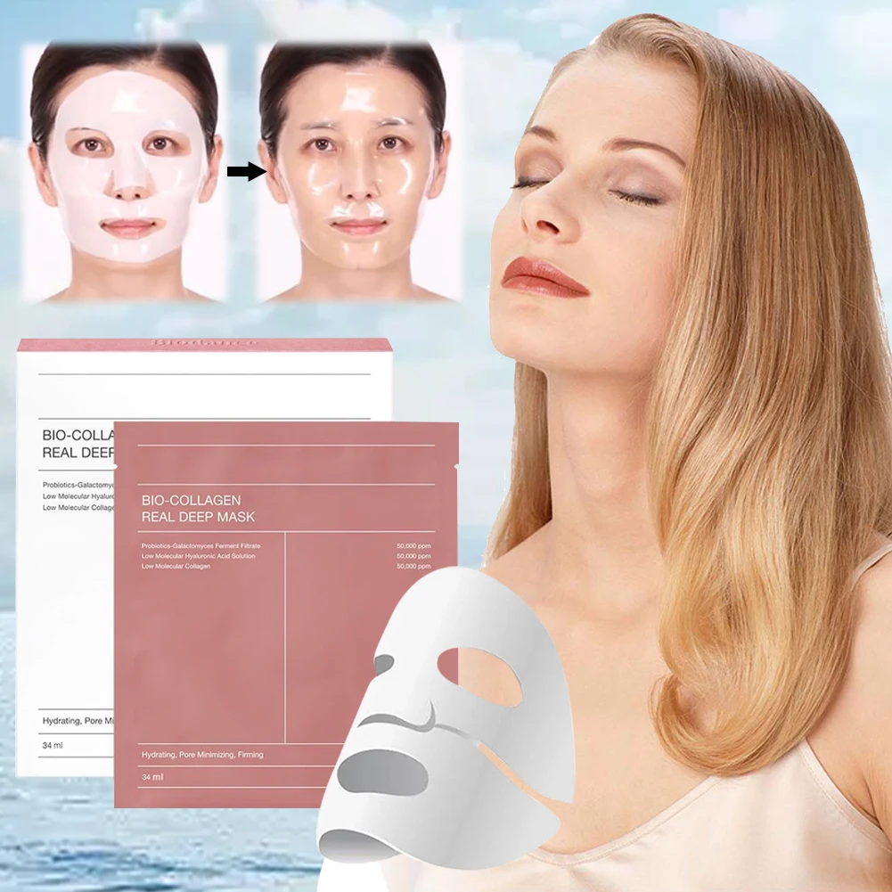 4pc Bio-Collagen Real Deep Mask Face Mask Reduce Wrinkles Overnight Mask Moisturizing Face Mask Collagen Deep Mask for Skin Care