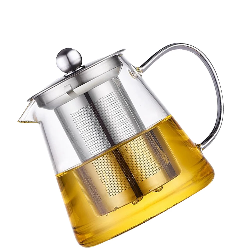 

550Ml Clear Glass Tea Pot Set Featuring Built-in Stainless Steel Infuser for Coffee and Loose Leaf Tea Heat Resistant Brewing
